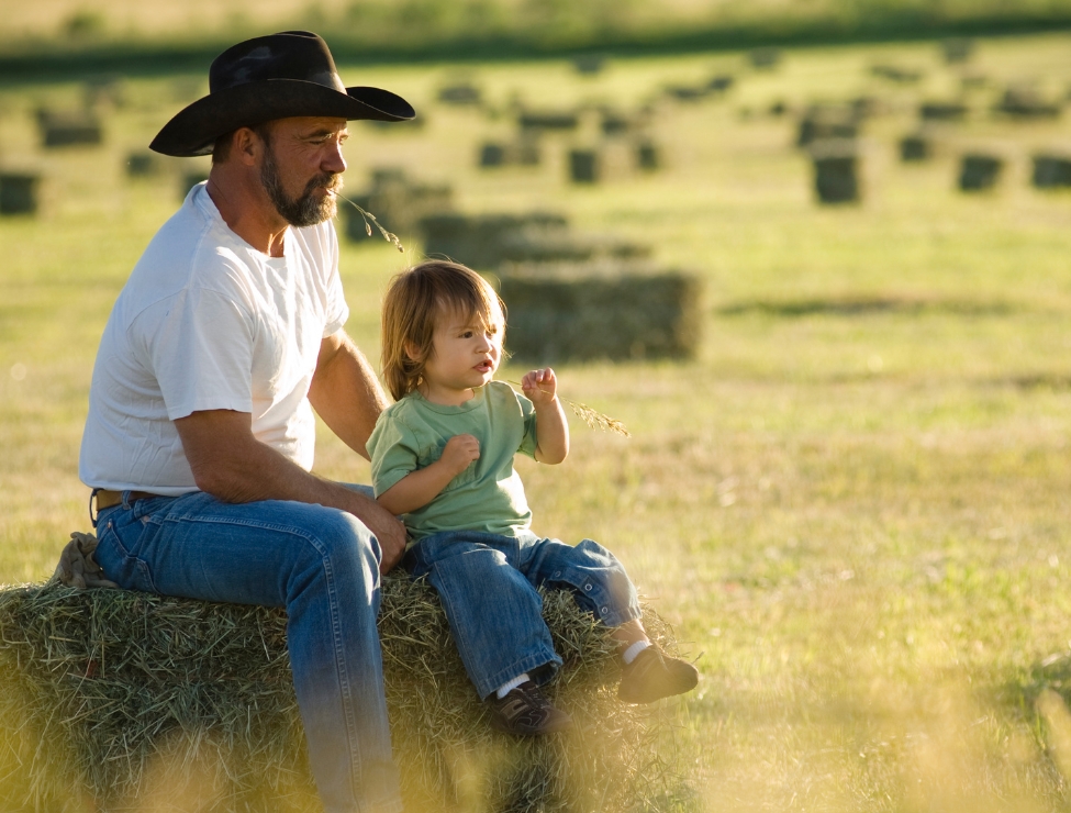 Father-son-hay-field