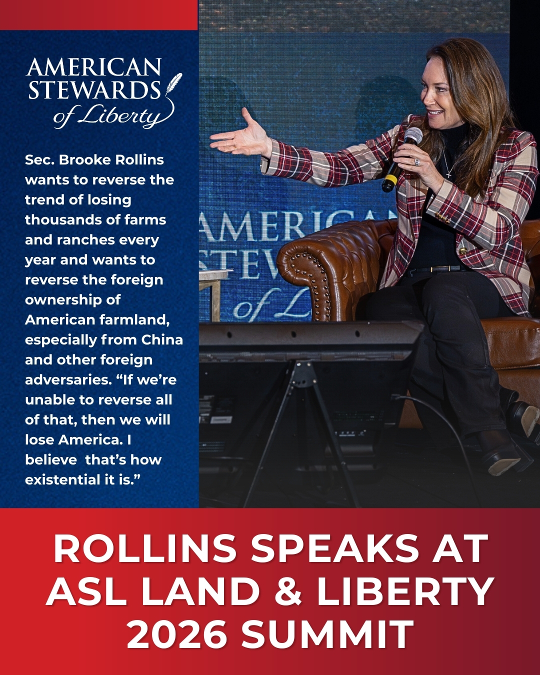 Sec. Brooke Rollins at ASL’s Land and Liberty 2026 Summit