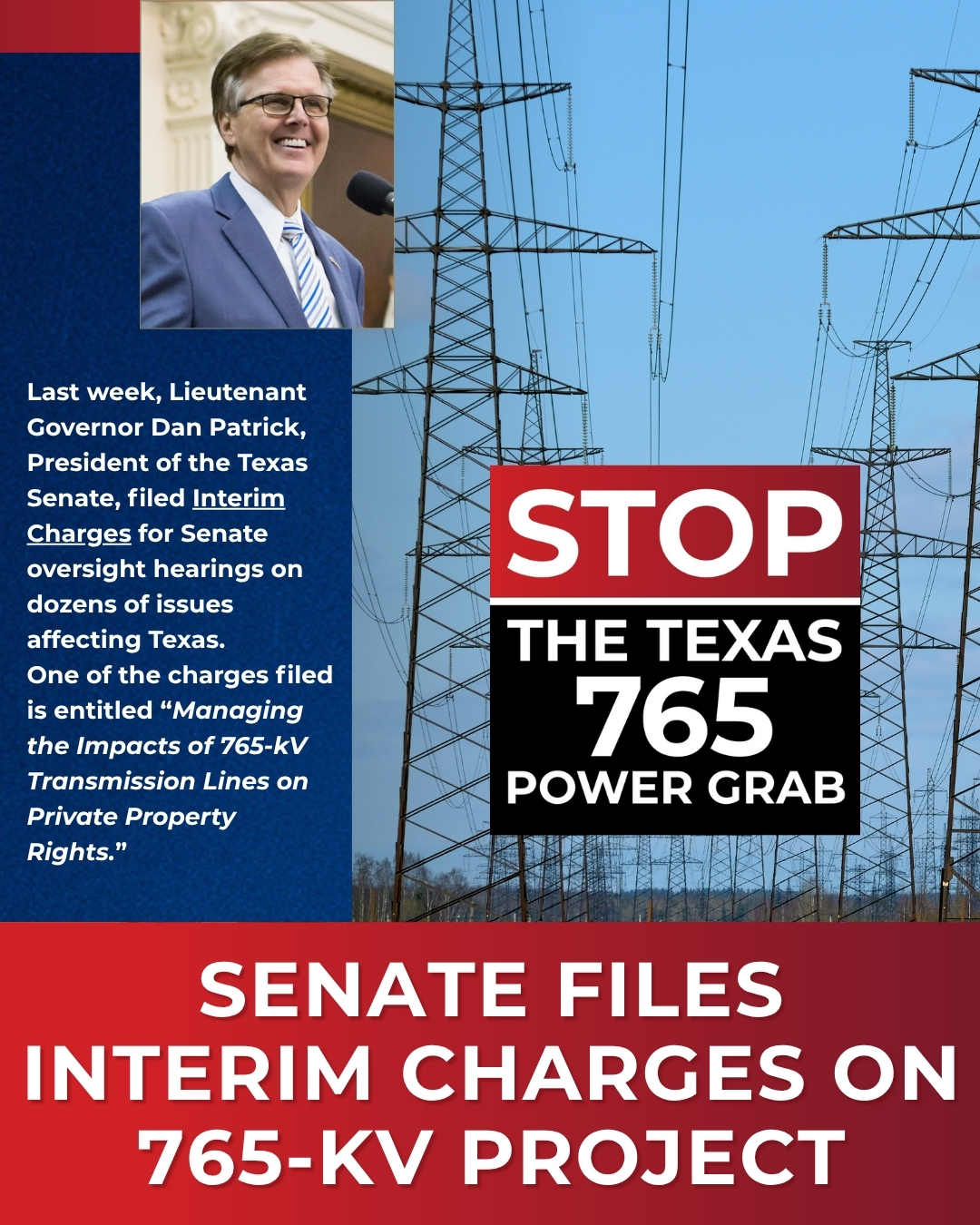 Senate Interim Charges Filed on 765-kV Transmission Project