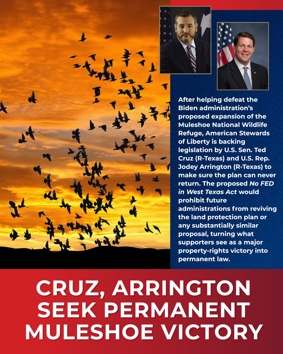 Cruz, Arrington Move to Codify Defeat of Muleshoe Land Grab